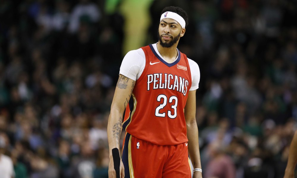 Jan 16, 2018; Boston, MA, USA; New Orleans Pelicans forward Anthony Davis (23) reacts during the second half against the Boston Celtics at TD Garden. Mandatory Credit: Greg M. Cooper-USA TODAY Sports