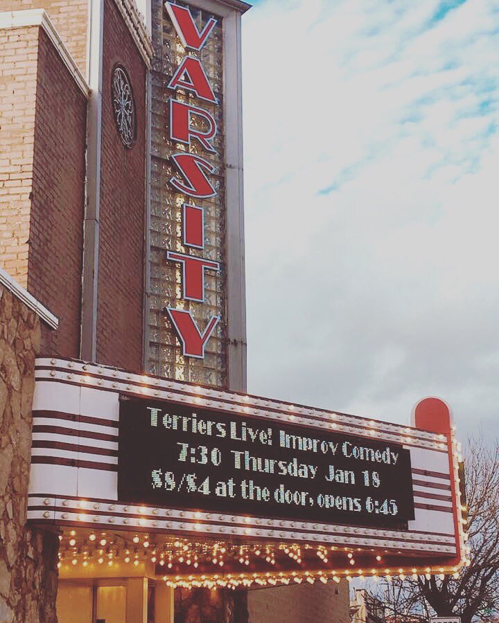 Varsity Theatre advertises Terriers Live!