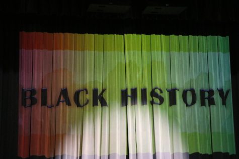 The Black History stamp on the projector with the black african colors
				Photo taken by			Javion kizer 
