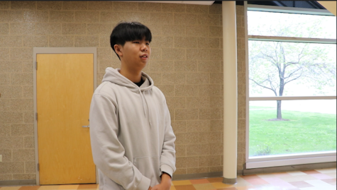 (Photo taken by Samuel Han. On April 29th, Jay Lee is being interviewed on his thoughts after the meeting, for the AP Gov study group held on the 29th.)