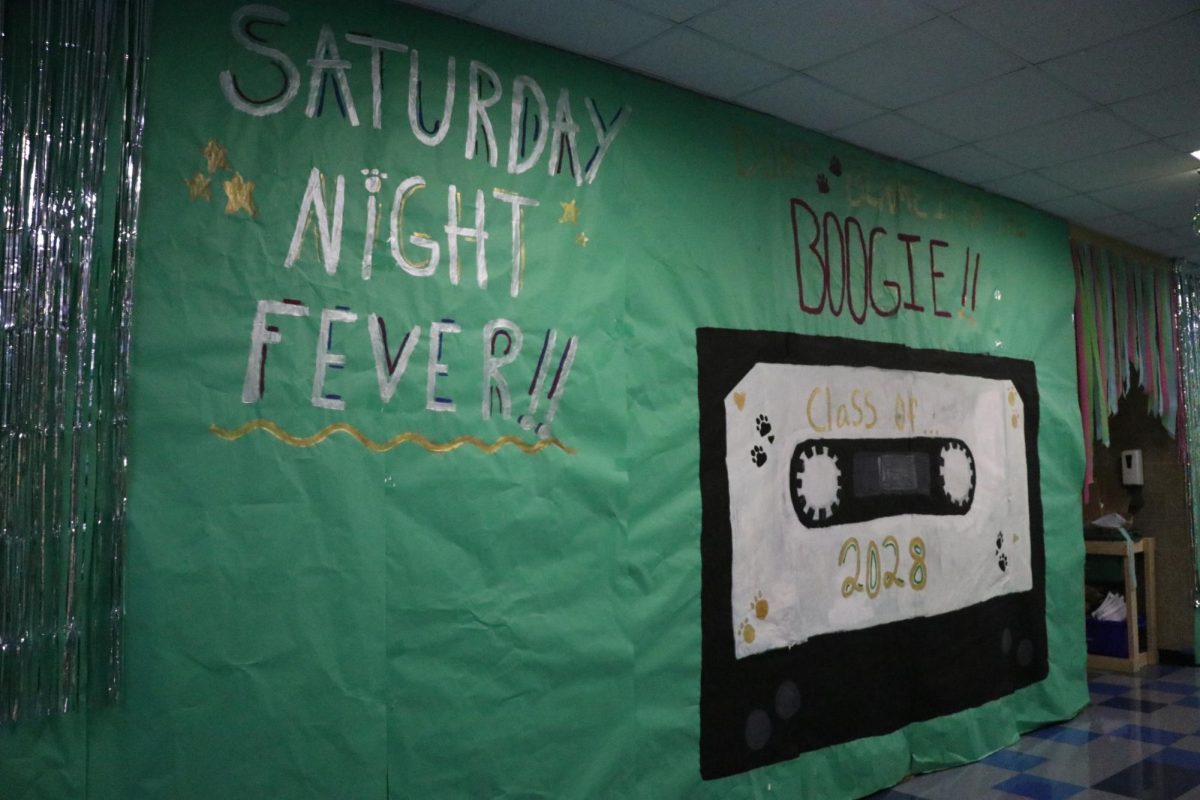 This is another art piece the Freshman class made to represent the Boogie Wonderland, Homecoming dance. 