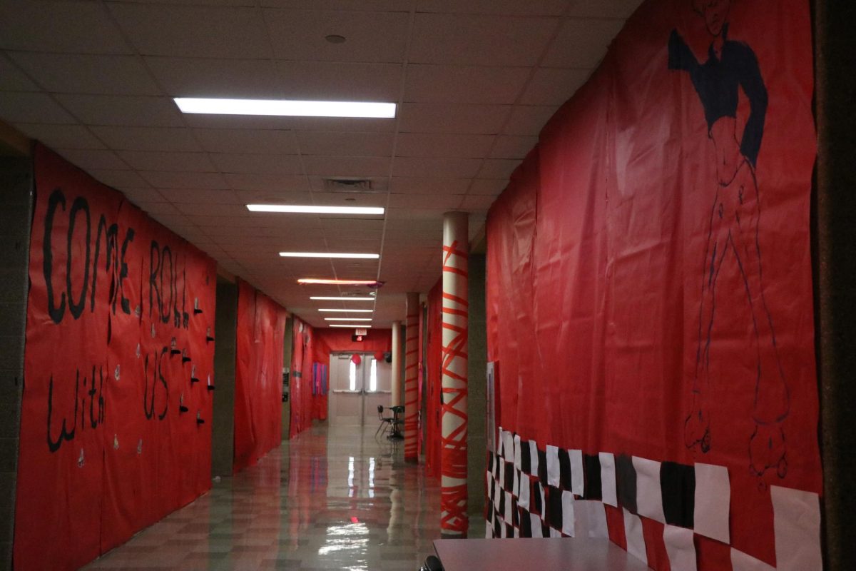 This is the hallway the Junior class decorated during Homecoming, spirit week. These are the are pieces the Junior class made to show off the Homecoming dance. 