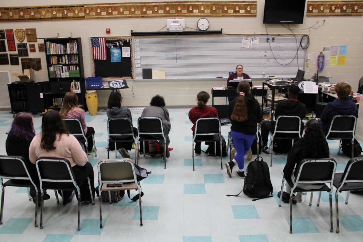 Choir students doing their warmups to start off class. 
3/3