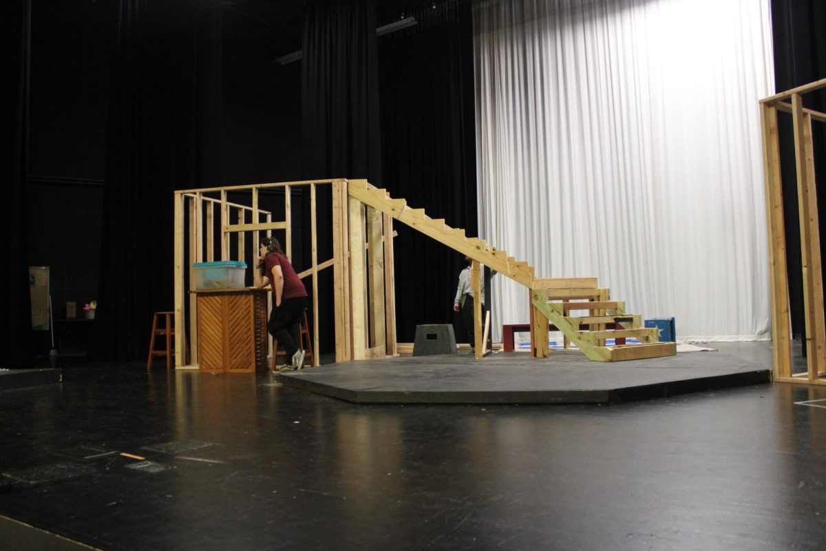 The bones of the set for Mama Mia!.