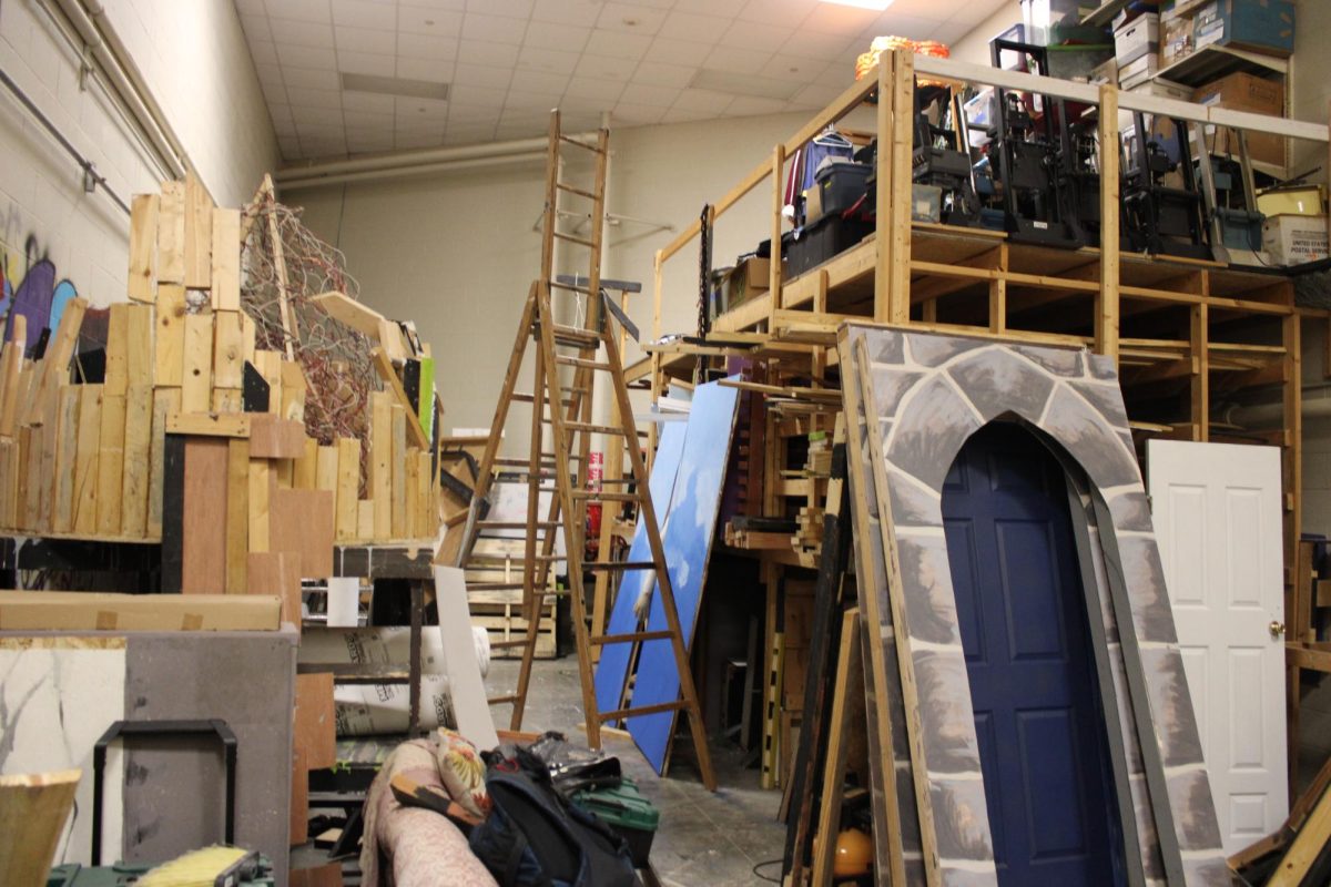 The scene shop behind the stage