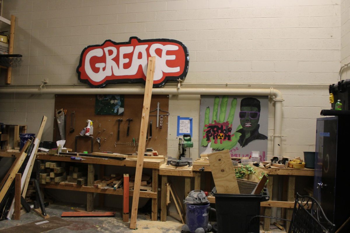 The scene shop behind the stage