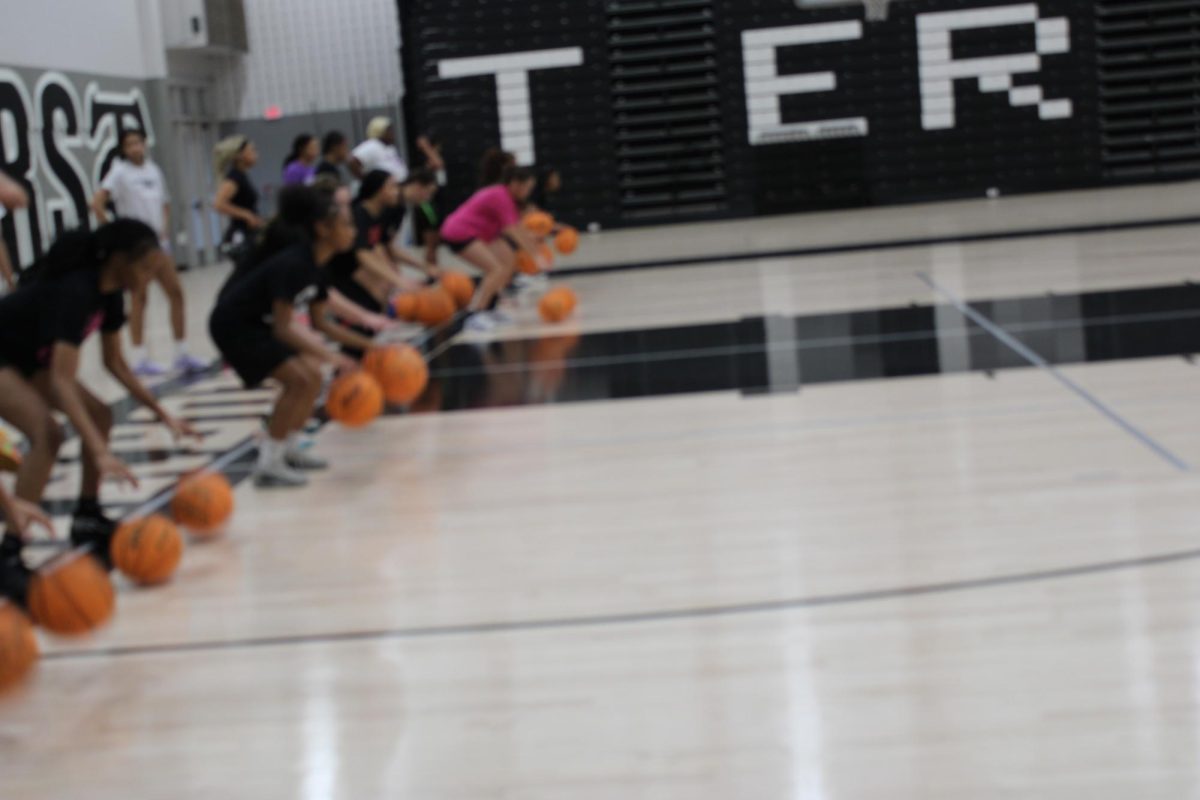 Second day girls basketball tryouts. dribble workout 